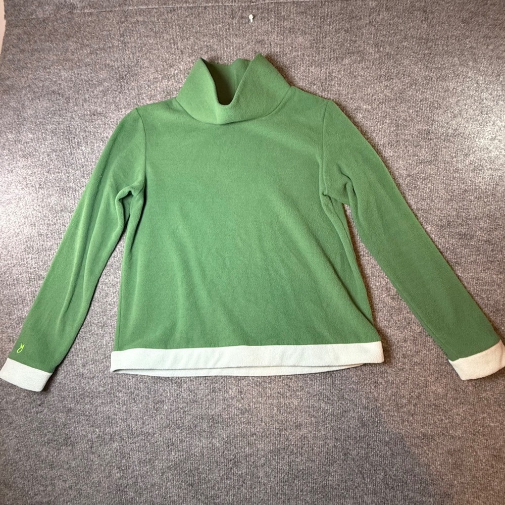 Dudley Stephens Green Fleece Turtleneck Pullover Contrast Trim Size L